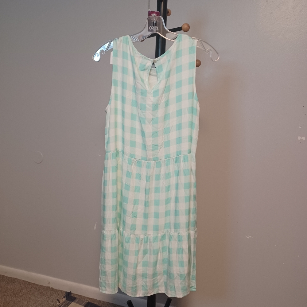 PrettyGarden Seafoam Green/White Gingham Dress Size Medium - Picture 2 of 2